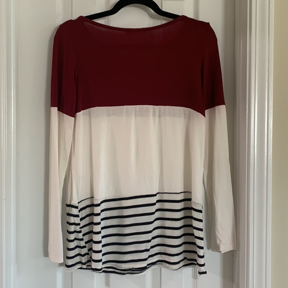 Coco & Main Long Sleeve Color Block Shirt - Picture 2 of 2